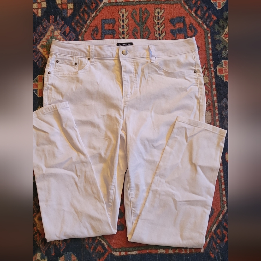 NEEDLE & CLOTH WOMEN'S SUPER SOFT STRETCH SKINNY ANKLE JEANS WHITE SIZE 14-